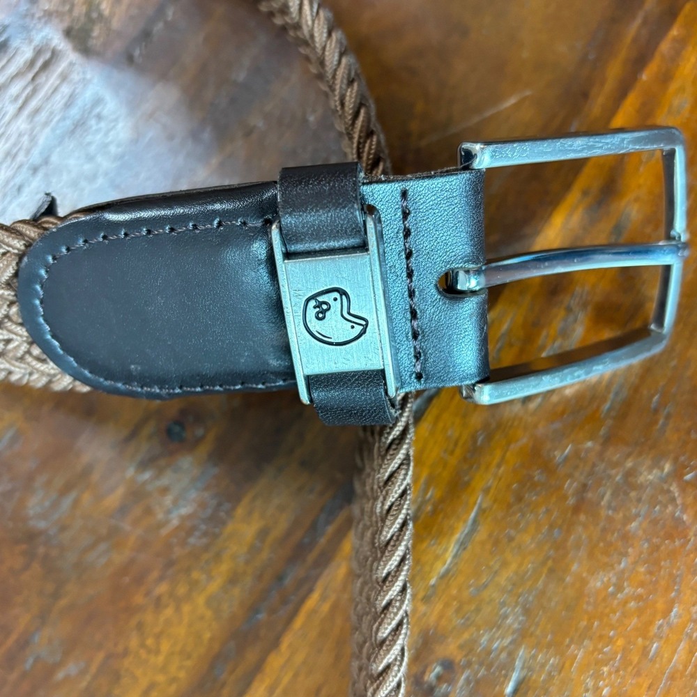 Ted Baker London Mens Brown Braided Woven Stretch Belt Leather Trim Size 95 38